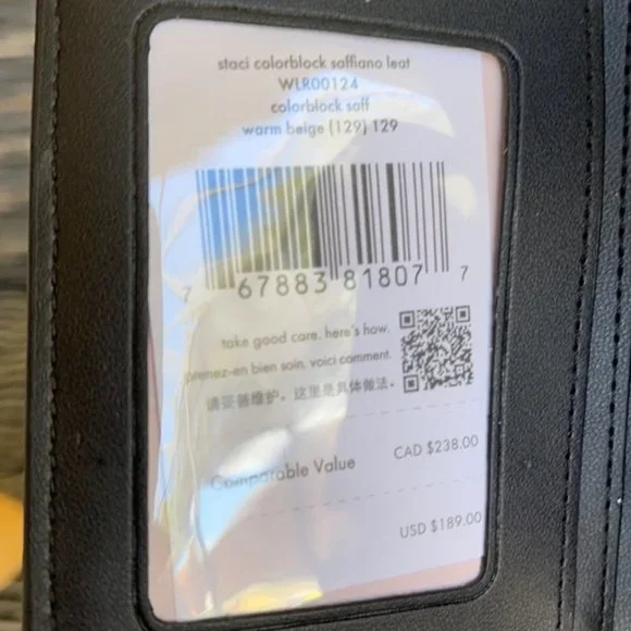 Kate Spade Staci Colorblock Medium Compact Bifold Wallet Warm Beige Multi - Picture 6 of 16